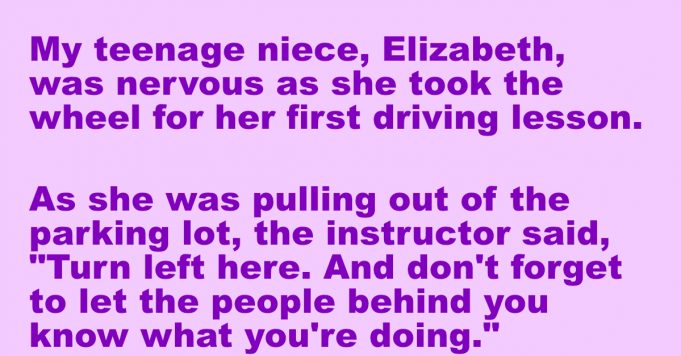 A girl as nervous as she took the wheel for her first driving lesson