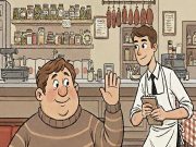 John goes to the deli for some soup.